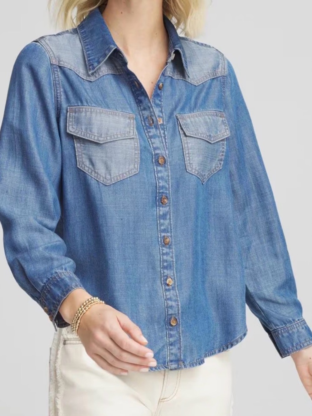 Chico’s Colorblock Classic-Fit Western Shirt